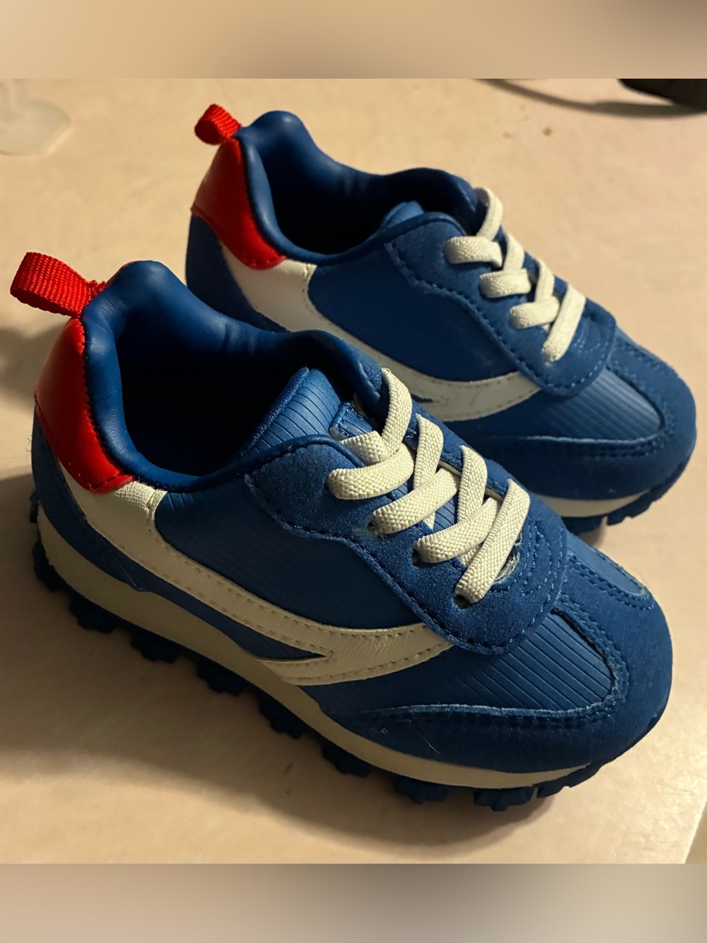 Toddler Blue and White Athletic Sneakers - Casual Comfort